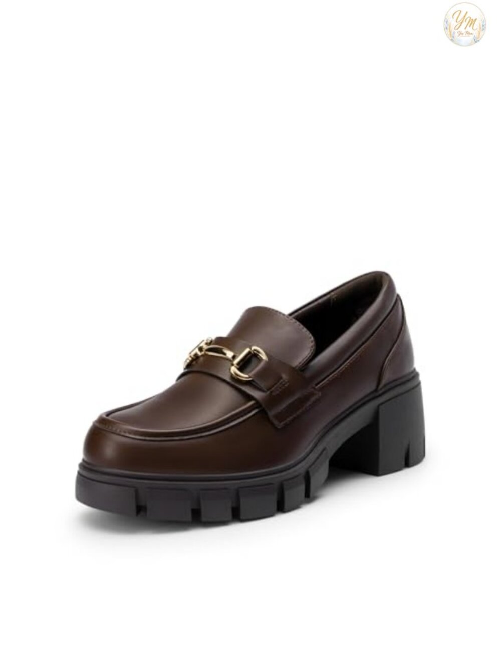 Women's Platform Chunky Loafers Faux Leather Slip-On Shoes